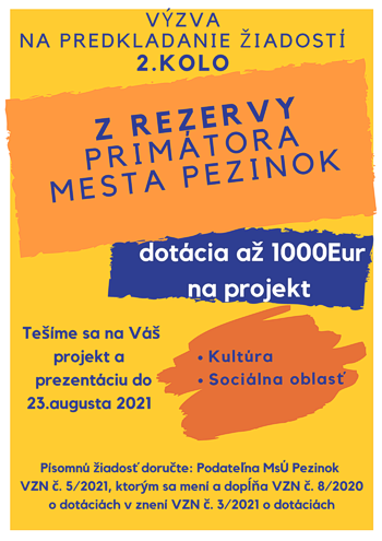 Výzva na predkladanie žiadostí o dotáciu z rezervy primátora 